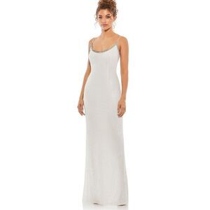 NWT MACDUGGAL fully beaded rhinestone column gown Size 2